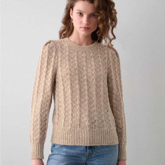 White and Warren Alpaca Pointelle Crewneck Sweater XS NWOT - Picture 5 of 6